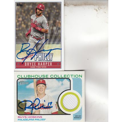 BRYCE HARPER & RHYS HOSKINS JERSEY AUTO 2019/22 PHILADELPHIA PHILLIES ALL-STARS
