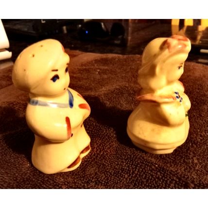 Old Vintage Shawnee Salt & Pepper Shakers Boy Blue & Bo Peep 3 1/2" Tall 1940s