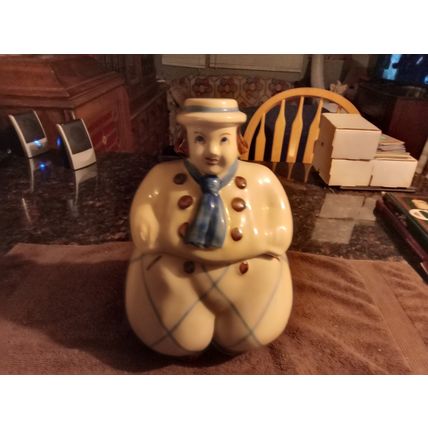 Old Vintage Cookie Jar Shawnee Dutch Boy W/Blue Strips Pants 11 3/4" Tall 1940's
