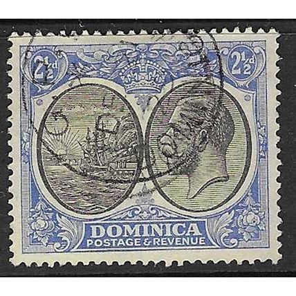 DOMINICA 1923 GV BLACK & BLUE 2½d USED SG78