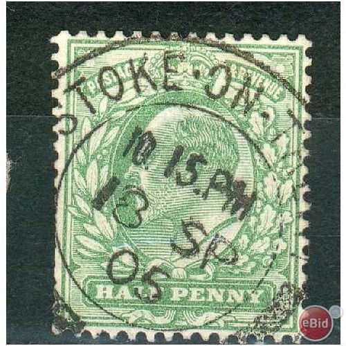 GB stamps 1902-10 -1/2d SG215 Stoke on Trent cancel 2