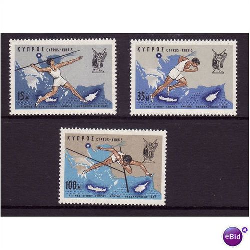 CYPRUS 1967 ATHLETIC GAMES SG 305/307 SET 3 VALS U/M MINT
