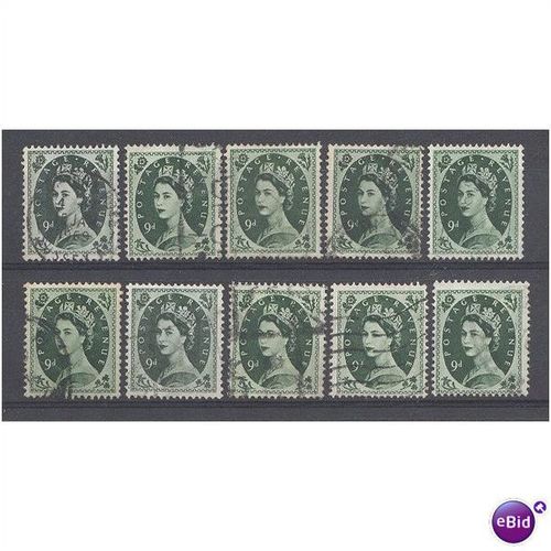 BULK LOT.SG526 9d Bronze-Green x 10.Fine Used.11g