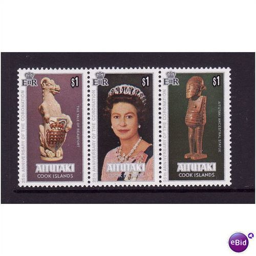 COOK IS AITUTAKI 1978 CORONATION SG 257/259 SET 3 VALS U/M MINT