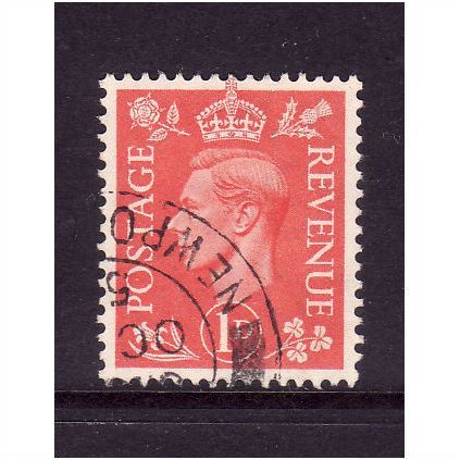 GREAT BRITAIN 1941 GEORGE VI SG 486 1d PALE SCARLET FINE USED #3