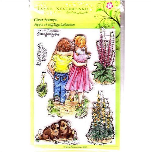 Apple of My Eye - 7 Unmounted Acrylic Stamps - Flowers, Puppies, Children