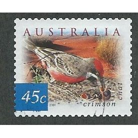 AUS 2001 45c (S/A) 'FLORA AND FAUNA-BIRDS- CHAT (P12.5X13)FINE USED (EBID41-365)