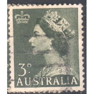 Australia 1953 - SG262 - 3d green - Queen Elizabeth 11 - used