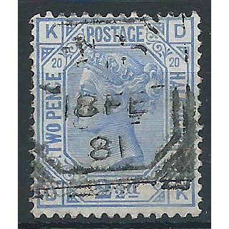 1880 SG142 2 1/2d Blue Plate 20 Fine Used Check Letters “DK”
