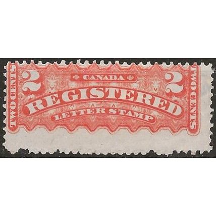 Canada 1876 R1 2c Orange Registered Letter Stamp Mounted Mint .