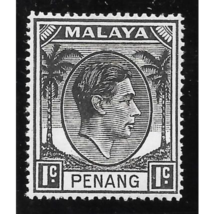 PENANG MALAYA 1949 KG6 1c BLACK SG 3 SG3 MINT HINGED