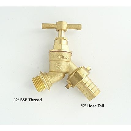 Brass Water Butt Tap c/w 3/4" Hose Tail.