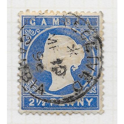 GAMBIA 1886 CLASSIC TWO PENCE HALF PENNY WMK CA USED SG26 26 SG