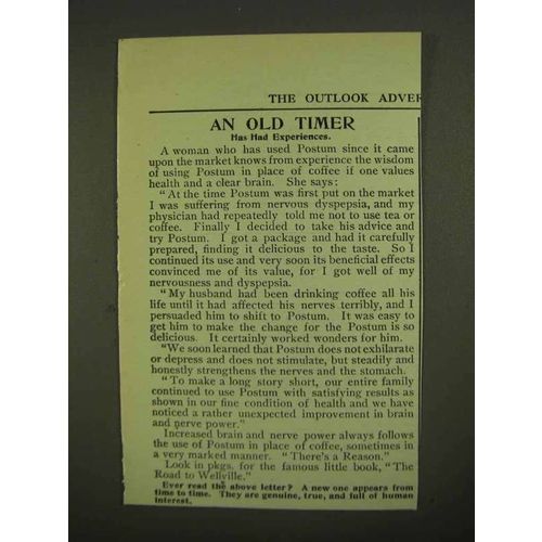 1909 Postum Drink Ad - An Old Timer