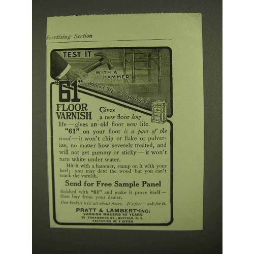 1909 Pratt & Lambert 61 Floor Varnish Ad - Test It
