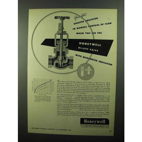 1950 Honeywell Hi-Lift Hand Control Valve Ad