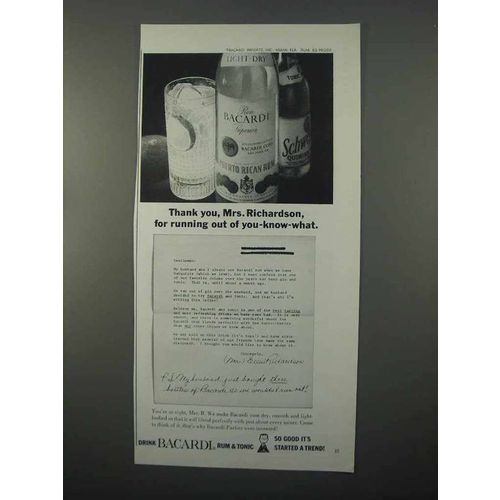 1966 Bacardi Rum Ad - Thank You Mrs. Richardson