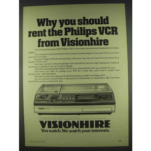 1978 Visionhire Philips VCR Ad - You Should Rent
