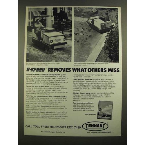 1988 Tennant II-Speed Sweeper Ad - Removes What Others Miss