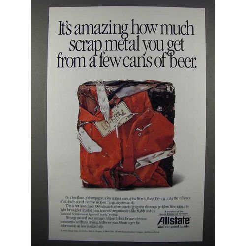 1991 Allstate Insurance Ad - Scrap Metal From Beer
