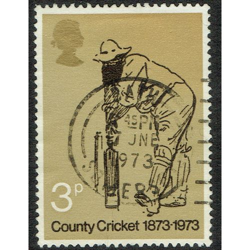 1973 County Cricket 3p Black and Brown SG928 FU