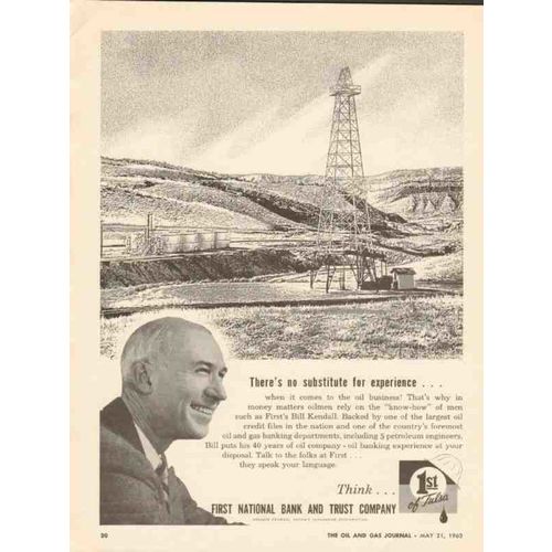 FIRST NATIONAL BANK TRUST COMPANY 1962 Bill Kendall vintage ad