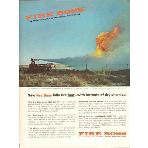 FIRE CONTROL ENGINEERING COMPANY 1962 Boss dry chemical vintage ad