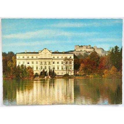 Postcard Schloss Leopoldskron and Hohensalzburg Fortress, Salzburg, Austria