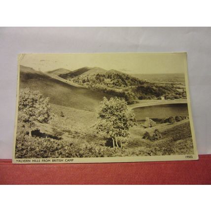 MALVERN HILLS from BRITISH CAMP used vintage postcard by Salmon 1955 pm /