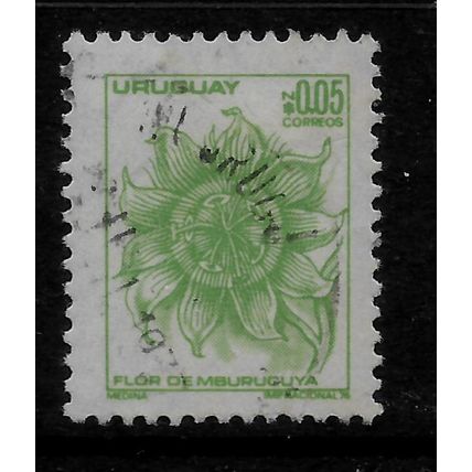 URUGUAY 1976 5c GREEN PASSION FLOWER SG 1640 FINE USED#2