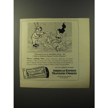 1953 American Express Travelers Cheques Ad - Tom Henderson Cartoon