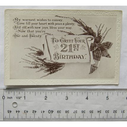 1917 postcard To Greet Your 21st Birthday