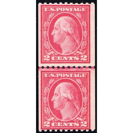 450, Mint 2¢ VF OG NH Scarce Coil Line Pair Cat $550.00 - Stuart Katz