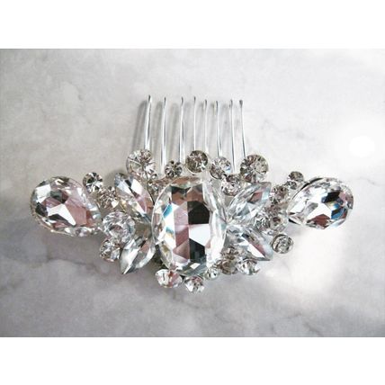 Crystal silver hair comb barrette clip bridal clip silver bridal barrette