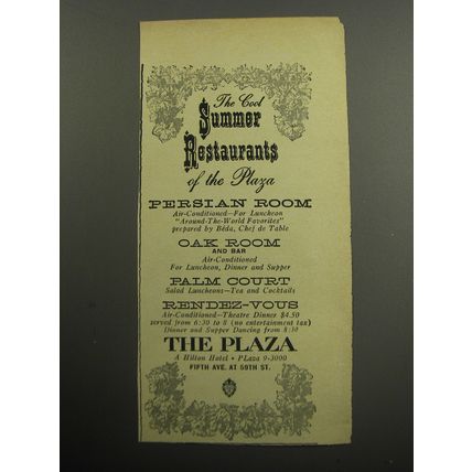 1957 The Plaza Hotel Ad - The good Summer restaurants of the Plaza