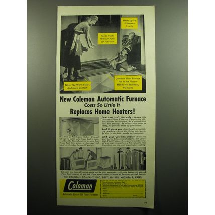 1949 Coleman Automatic Gas and Oil Floor Furnaces Advertisement