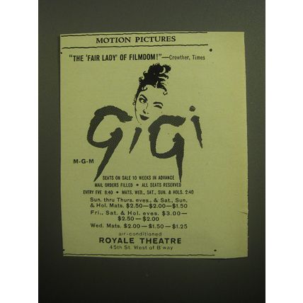 1958 Gigi Movie Ad - The Fair Lady of Filmdom