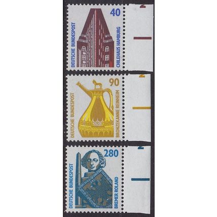 GERMANY BUND [1988] MiNr 1379-81 ( **/mnh ) [03] Sehenswürdigkeiten Rand re