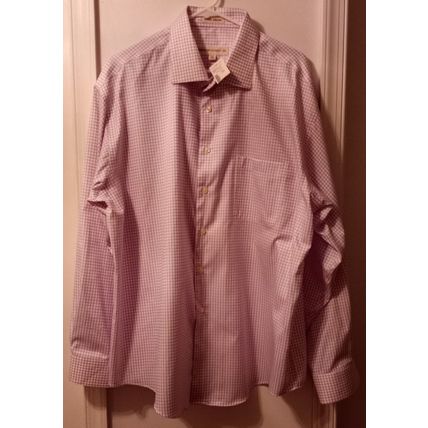 New Men’s Pronto Uomo Checkered No Iron Dress Shirt (Sz 2XL)