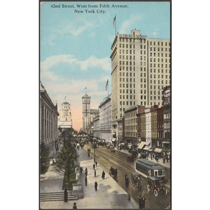 42nd Street, West from Fifth Avenue, New York, c.1910 - American Art Postcard