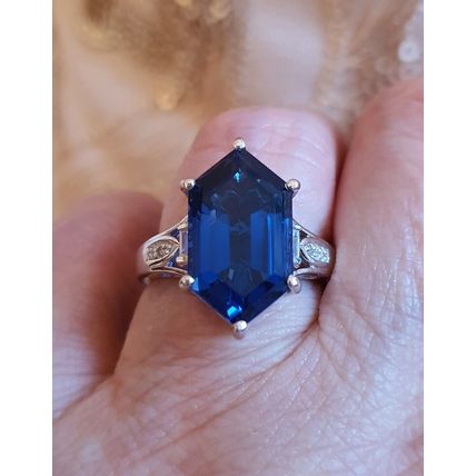 Minas Gerais Twilight Quartz Fancy Cut Ring Sz P½- Q Platinum Overlay 925 Silver