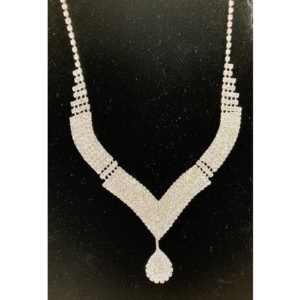 SET Necklace, Earrings, Bracelet Water Drop with Rhinestones #956NEB