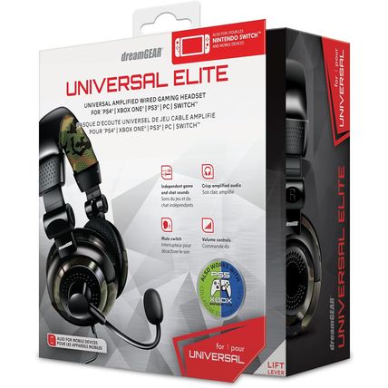 dreamGEAR Universal Elite Amplified Wired Stereo Gaming Headset-CAMO-NEW-FAST