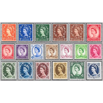 QEII 1955 Wildings Edwards Crown SG540 -SG556 + SG544b Set of 19 Light M/M hrd2a