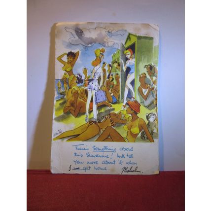 HERMAN BOXER TRAVELETTER used vintage postcard 1961 pm =