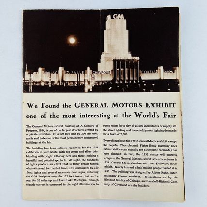 General Motors Exhibit At The 1934 Chicago World Fair Brochure VERY RARE