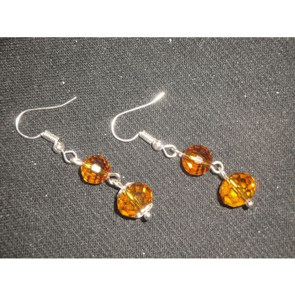 Beautiful rich dark honey crystal glass sparkly swing earrings