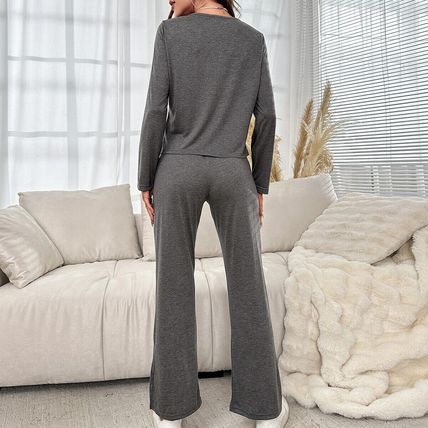 shirts, slit pants, home clothing Women's pajamas, cardigans, long sleeved