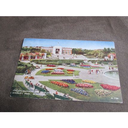 1943 Valentines Art Postcard - Italian Gdns Stanley Park, Blackpool - Artist