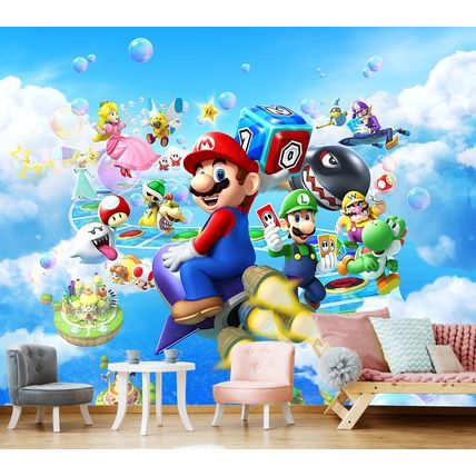 Wall Mural Super Mario Galaxy Photo Wallpaper for Kids Room Wall Decor, Murals